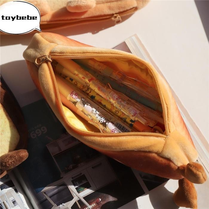 ktw6- ReadyTempat Pensil Roti/Tas Alat Tulis Berbulu/Tempat Pensil Hamburger/Tas Alat Tulis