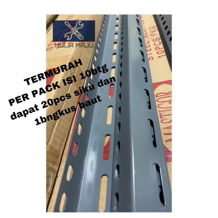 ktw6- 1Dus Isi 10Batang Besi Siku Lubang /Rak Siku Lubang Perbatang 3Meter Paket Murah Isi