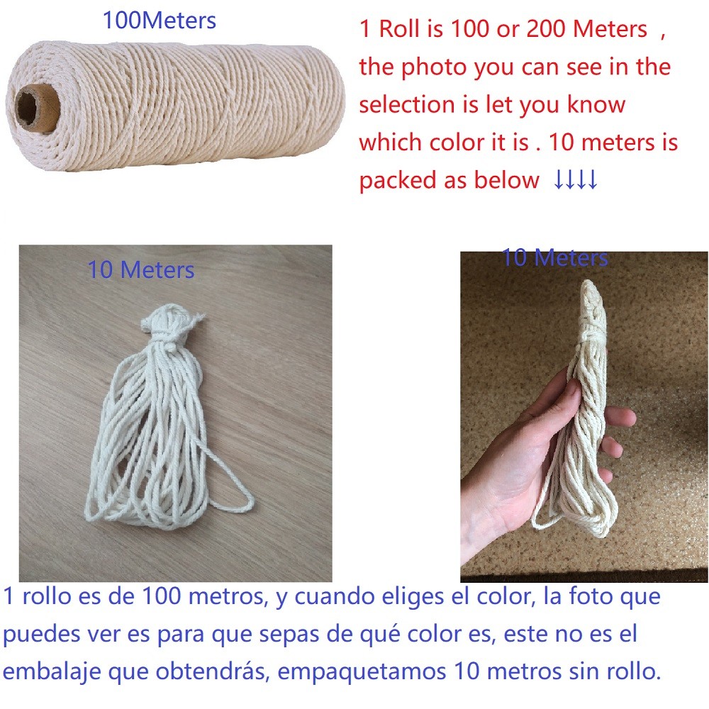 3mm 10Meters Macrame Soft Cotton Macaroon Cord Rope DIY Crafts Supplies Handcraft Bohemia Decoration