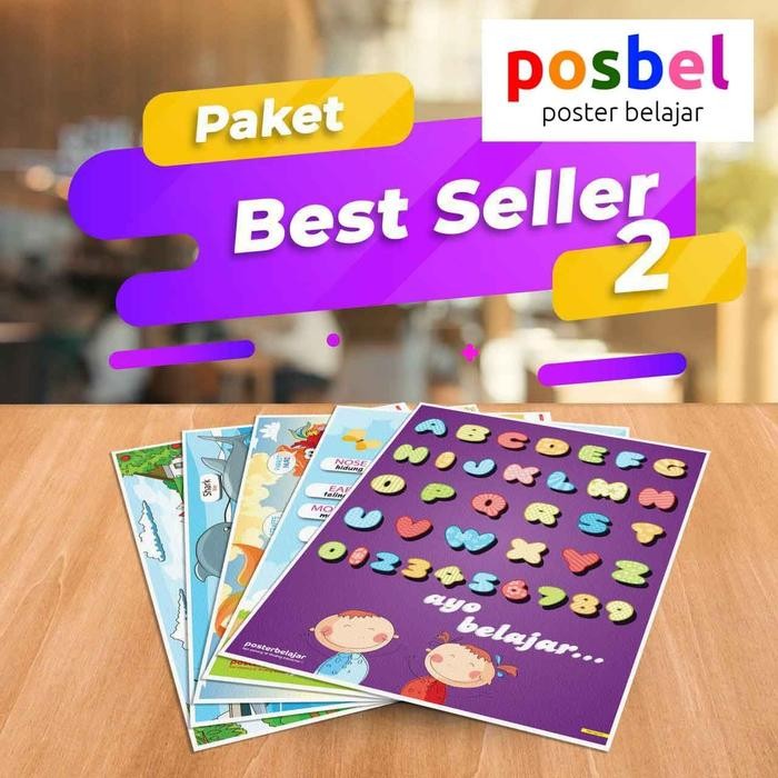 PAKET 2 BEST SELLER POSTER BELAJAR PENDIDIKAN UNTUK ANAK PAUD TK