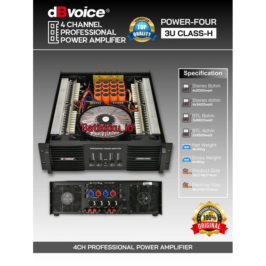 Terhemat Power Dbvoice Power Four Powerfour Original 4 X 2000 Watt 4Ch Class H 3U Amplifier Db Voice