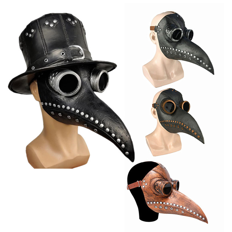 Halloween Black Rubber Plague Doctor Mask Long Nose Bird Beek Steampunk Gas Latex Face Mask Cosplay