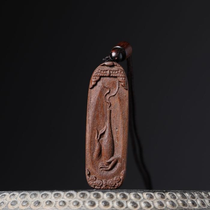 KALUNG / GANTUNGAN KAYU UKIR BUDDHA & GUAN YIN - PENDANT FINE CARVING CHINESE LEGEND NECKLACE LUCKY