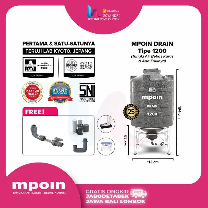 3s3c- Tangki Air Mpoin 1200 Drain Toren Tandon Tanki 1200 Liter Mpoin Plus