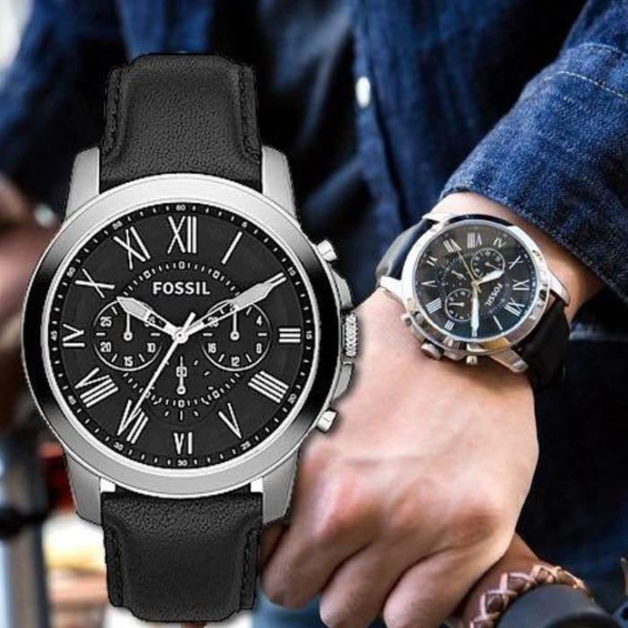 Jam Tangan Pria Grant Chronograph FS4812IE FS 4812 IE Black Leather Original Garansi Resmi - 06.26