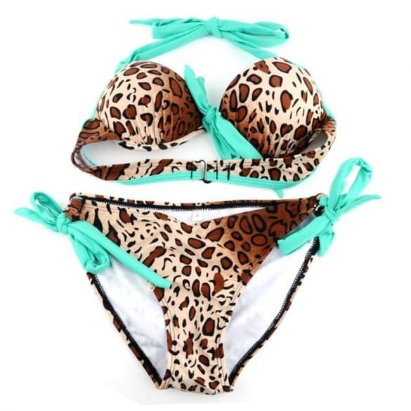 Baru Swimsuit Bikini Lingerie Sexy Push-Up Halter Swimwear Leopard