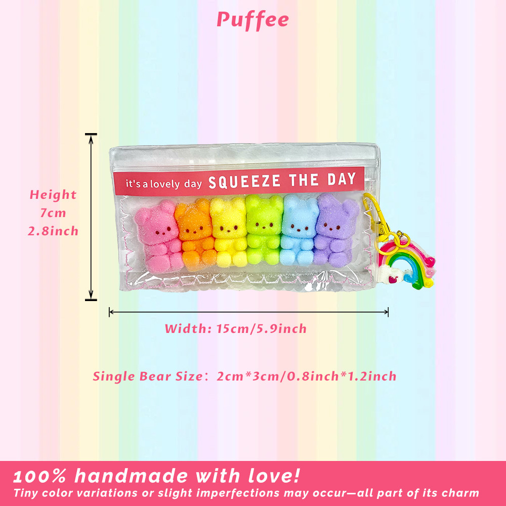 Rainbow Bear Food-grade Silicone Squishy Toy, Handmade Pastels Taba Squishy, Gummy Soft Adhesive