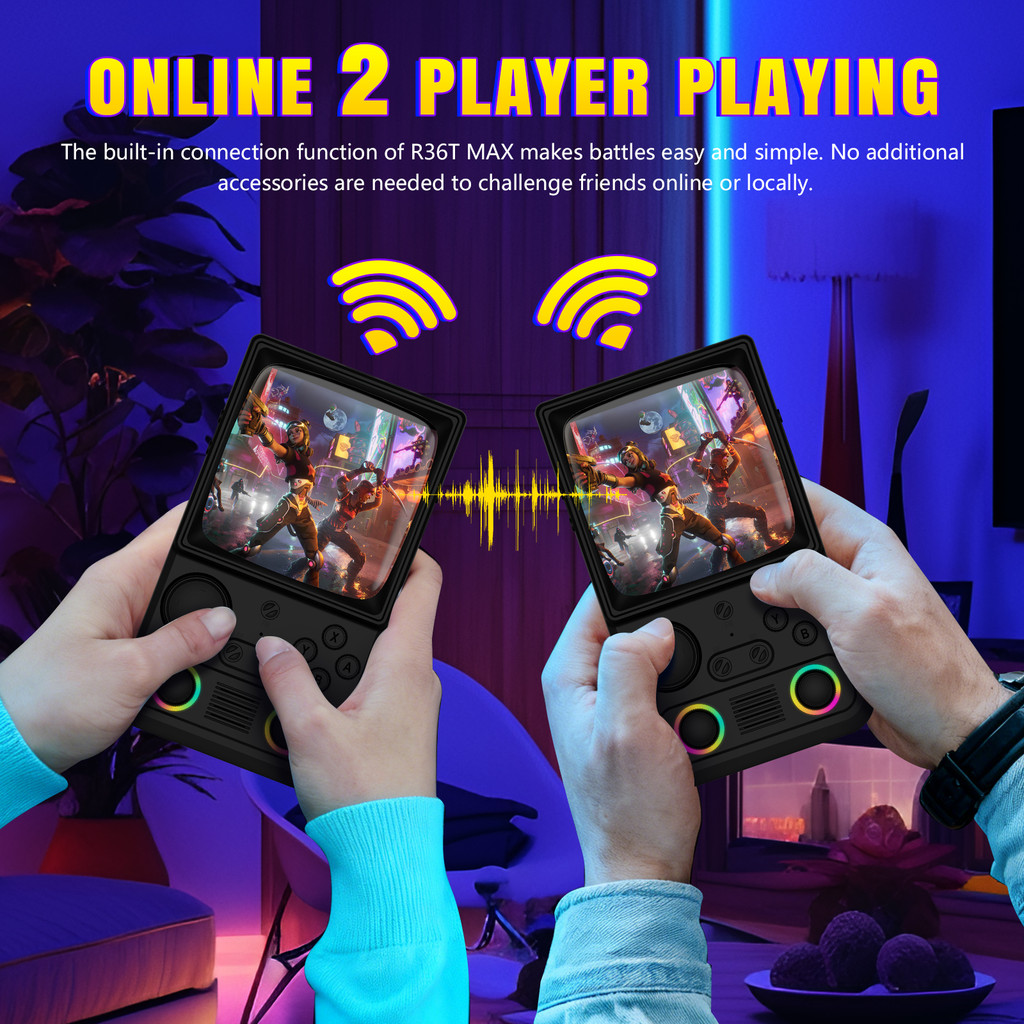 R36T MAX Retro Handheld Game Console 4.0 Inch IPS Screen 720*720 EmuELEC System Built-in 22000+