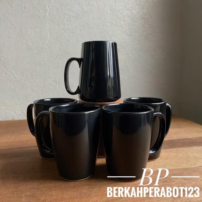 6 Pcs Cangkir Melamin 124 Hitam Tebal Cangkir Kopi Tahan Panas Terlaris