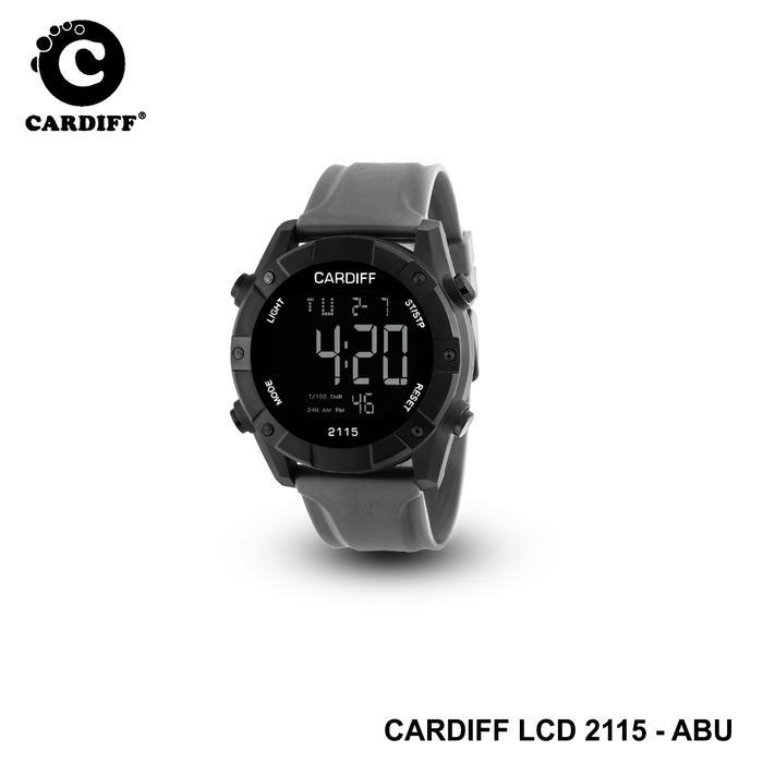 Cardiff LCD 2115 Digital Water Resist Watch Jam Tangan Pria Wanita Tampilan LCD Kaca Plastik Strap