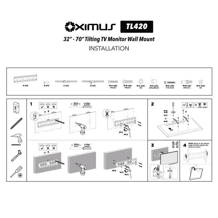 Bracket Oximus Tl420 For Led Tv Minitor 32 - 70 Inchi