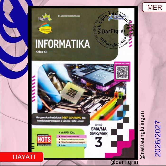 LKS Informatika Kelas 12 Semester 1 dan 2 SMA/MA/SMK/MAK KURMER Kurikulum Merdeka-Hayati-HOTS-Andika