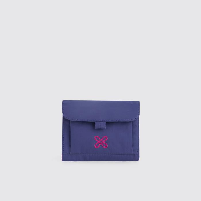 Exsport Fill Bifold Dompet Lipat Nylon Banyak Slot Kartu Biru Bifold Wallet, Blueberry