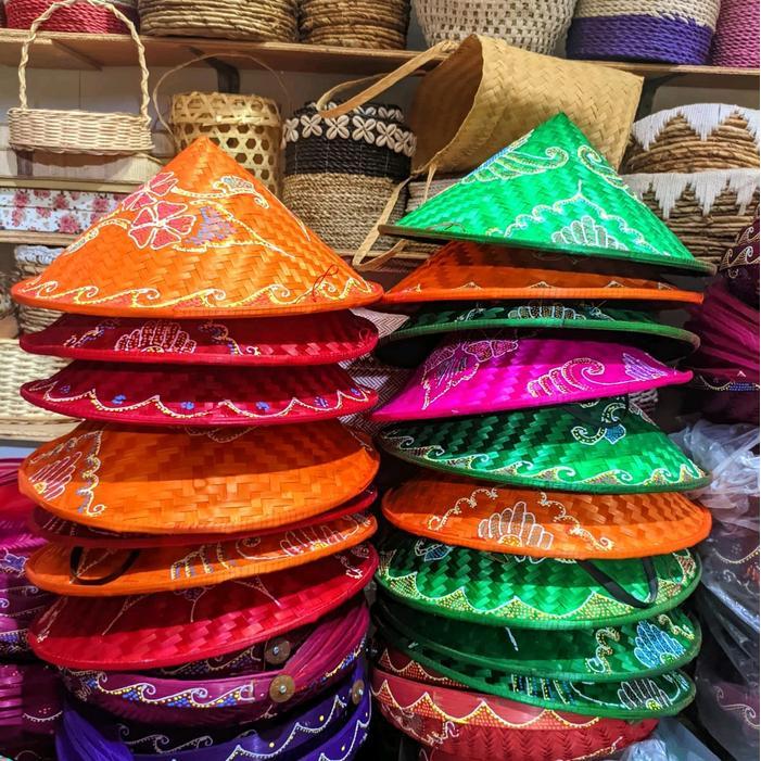 Caping Sawah Pak Tani Batik Warna Estetik - Ukuran 25 Cm - Topi Pasti Promo