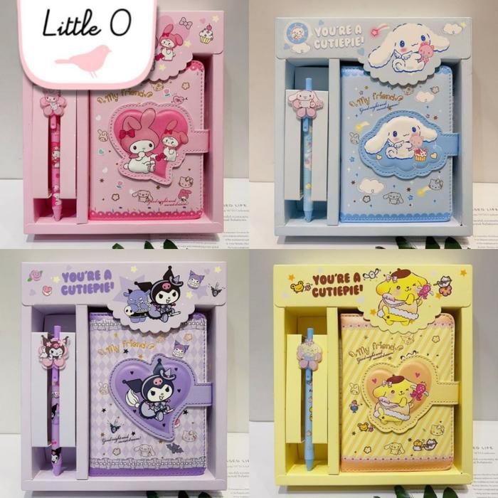 

PAKET 2IN1 GIFT SET NOTEBOOK SANRIO MAGNET BUKU DIARY FREE PEN