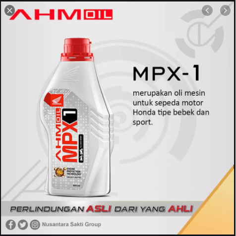 Oli Mpx 1 800ml Pelumas mesin motor Honda Supra X 125 Revo Sonic 150 Blade Supra fit Verza Dll