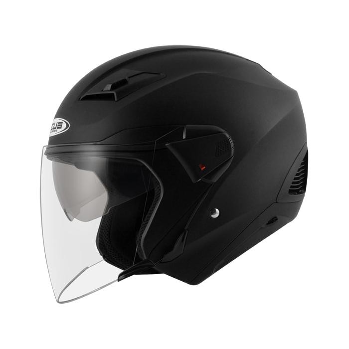 ZEUS 611 MATT BLACK HALF FACE HELMET DOUBLE VISOR