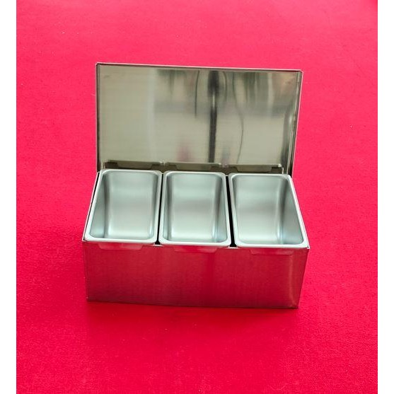 SEASONING BOX KOTAK BUMBU STAINLESS - 3 KOTAK