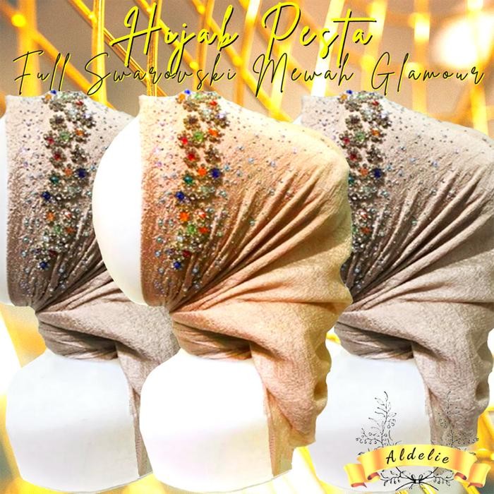 ORIGINAL Kerudung Segiempat Terbaru Mewah Instan Hijab Pesta Glamour Elegan BWI READY STOCK