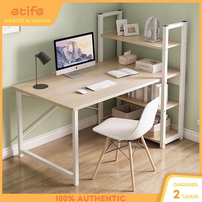 (Ryl) - Etife Meja Belajar / Meja Belajar Dengan Rak Buku/ Meja Kerja / Meja Kerja Dengan Rak
