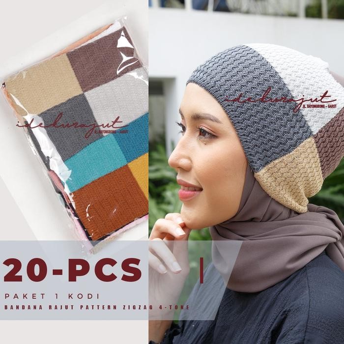Pilihan- Ciput Inner Rajut Bandana Zigzag 4 Tone ( 1-Kodi )