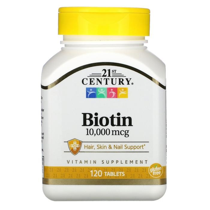 21st Century Biotin 10000 mcg 120 Tablets Hair Skin Nail Support USA