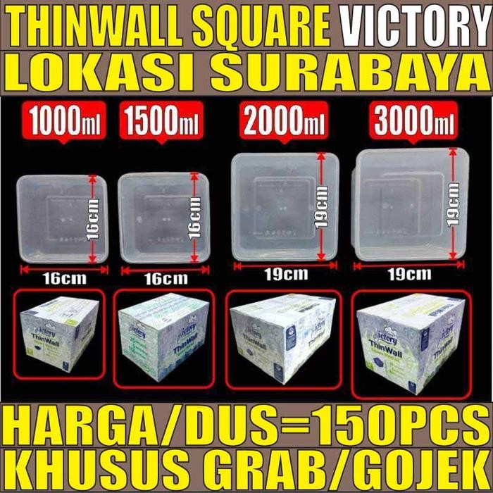 

Thinwall SQ Tebal 1000ml 1500ml 2000ml 3000ml Per Dus Kotak Makanan Square Plastik Gjk SBY