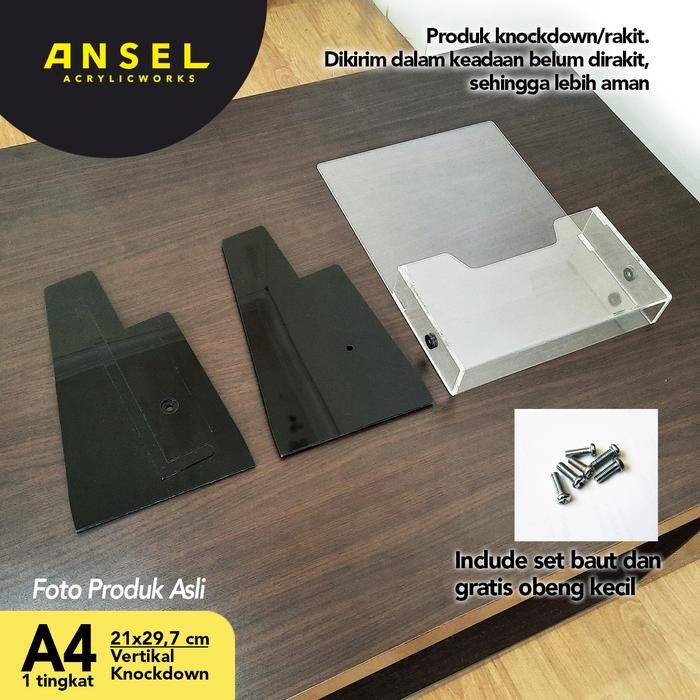 

Tempat Brosur Akrilik / Acrylic Flyer Holder - A4 Ver -Tipe C 1 Susun