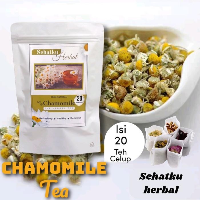 

New Chamomile tea : Teh Bunga Chamomile anti insomnia isi 20 Tea Bag Herbal tea Air Asam