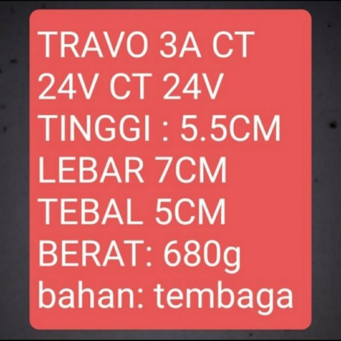 Trafo Travo 3A Ct 24V Merk Kurae