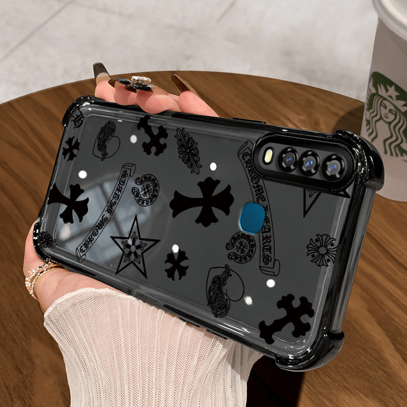 Casing Hp untuk VIVO Y17 Y15 Y12 Y3 Y3s 2020 Y12i Case Salib Hitam Kasing Pencegahan jatuh dari keti