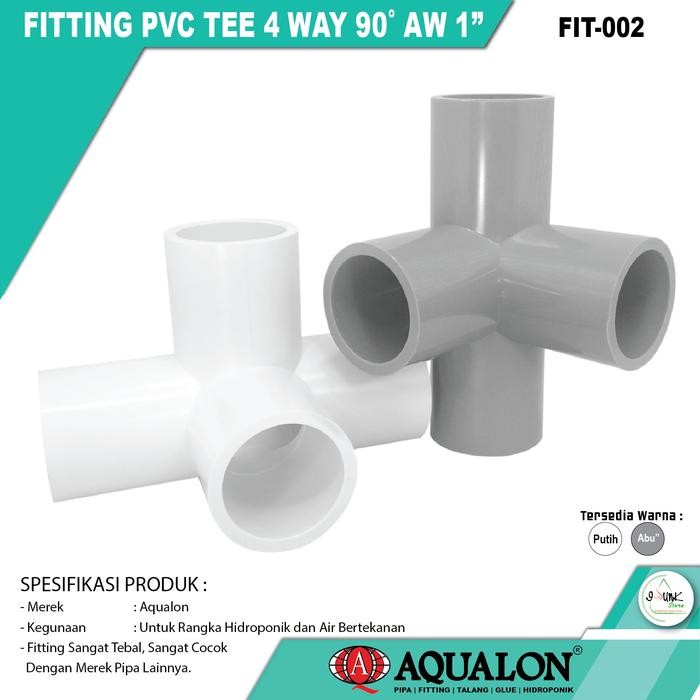 New Sambungan Pipa PVC TEE 4 WAY 90 AW 1 INCH ( 4 WAY KNEE) - AQUALON
