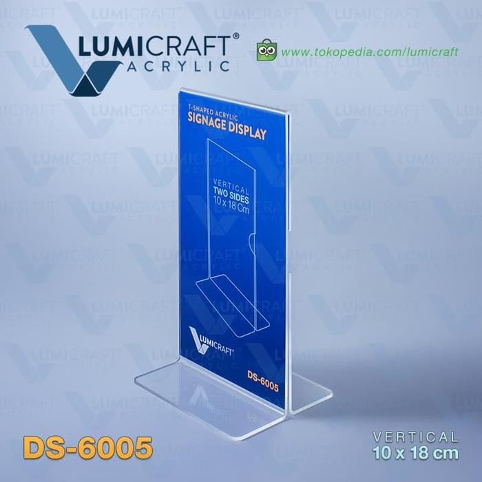 

OJ Signage Display/Stand Acrylic/Akrilik Model T - 10 x 18 cm Dua Sisi
