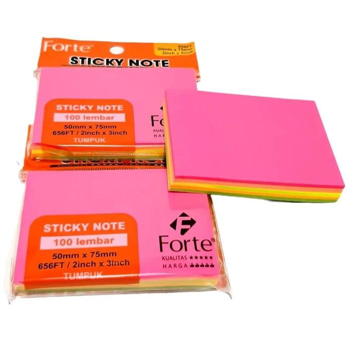 

New HARGA GROSIR (1PACKS/100LBR ) MEMO /STICKY NOTE 2X3inch TUMPUK FORTE (5WARNA)