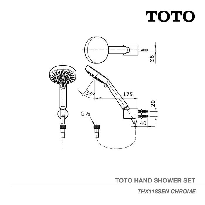 Toto Hand Shower Set Thx118Sen Shower - Shower Mandi - Shower Set Pasti Ori