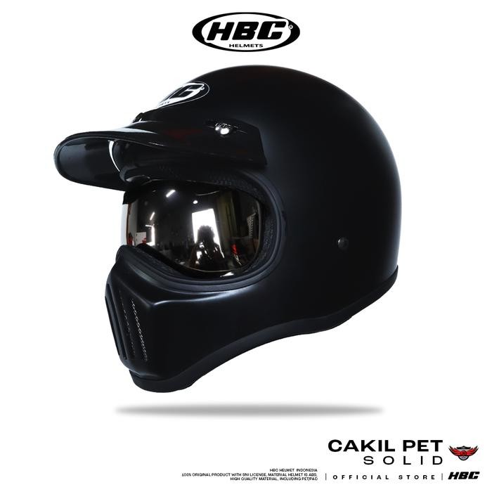 Pilihan- Helm Hbc Cakil Pet Inner Visor Solid Helm Retro Full Face Sni