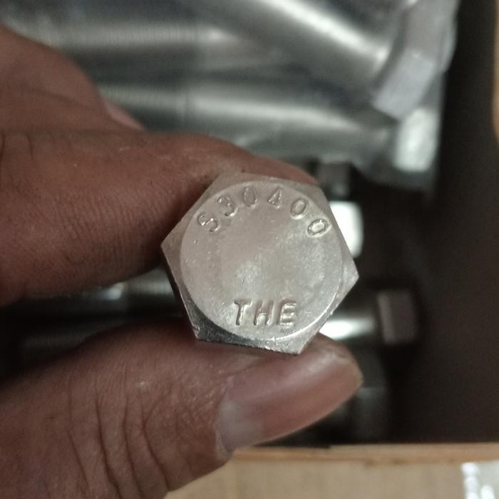 baut stenlis 304 drat halus unf 1/2x20x3"inchi HT hallf drat kunci 19