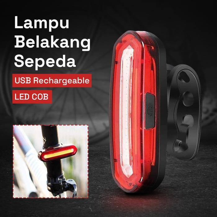 Pacific Active Sport - Lampu Sepeda Belakang Led Usb Rechargeable Cas 6Mode Merah Putih Y3991