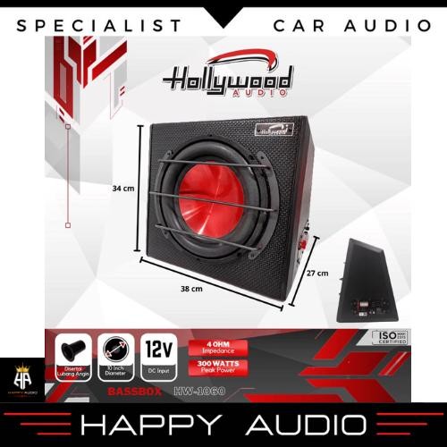 Ready Subwoofer BassBox Aktif 10 Inch Hollywood HW-1060 Speaker Audio Mobil 100% ORIGINAL Termurah