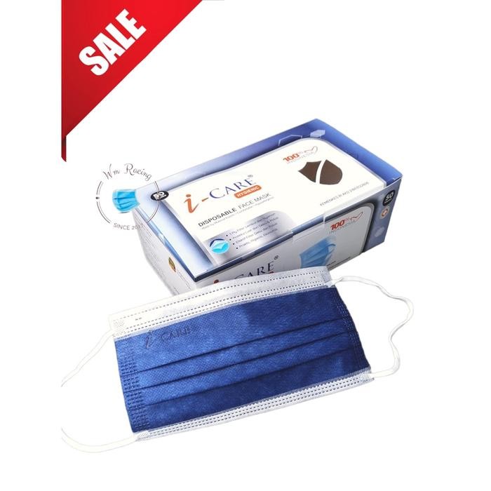 Masker Earloop Biru Hijau Putih 3ply Earloop isi 50 Pcs iCare Hygenix isi 50pc izin Kemenkes Blue