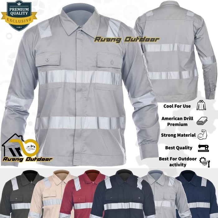 TERMURAH Kemeja Wearpack Pria Zipper Resleting Baju Safety Tambang Proyek PLN