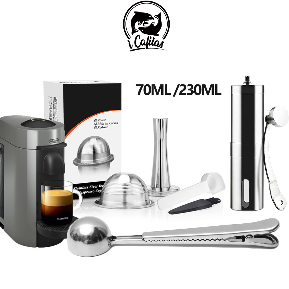 i Cafilas 70ML 230ML Reusable Coffee Capsule Pod for Nespresso Vertuo Stainless Steel Pod Filter Cof