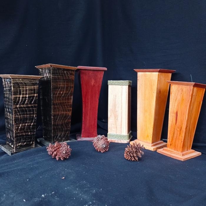 Vas Bunga Kayu Minimalis Untuk Sudut Ruangan Pot Bunga Kayu Murah