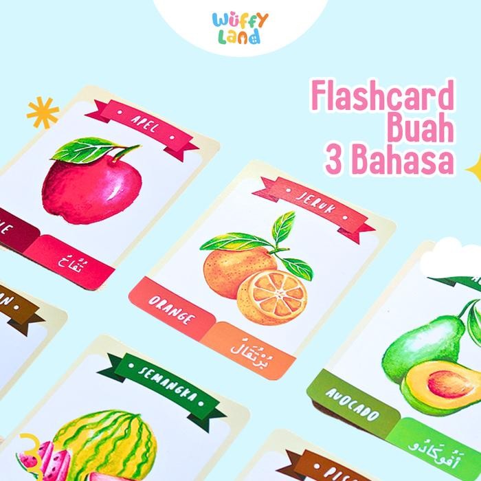 MJ Flash Card Buah-Buahan Bahasa Indonesia - Inggris - Arab (36 card)