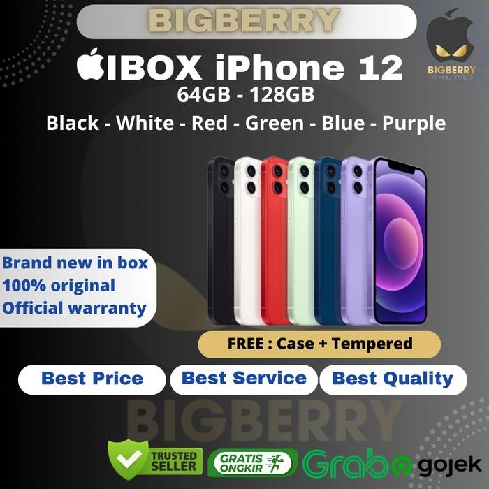 HVHP  Resmi Ibox Iphone 12 64Gb 128Gb Black Blue Green Red White Original Apple