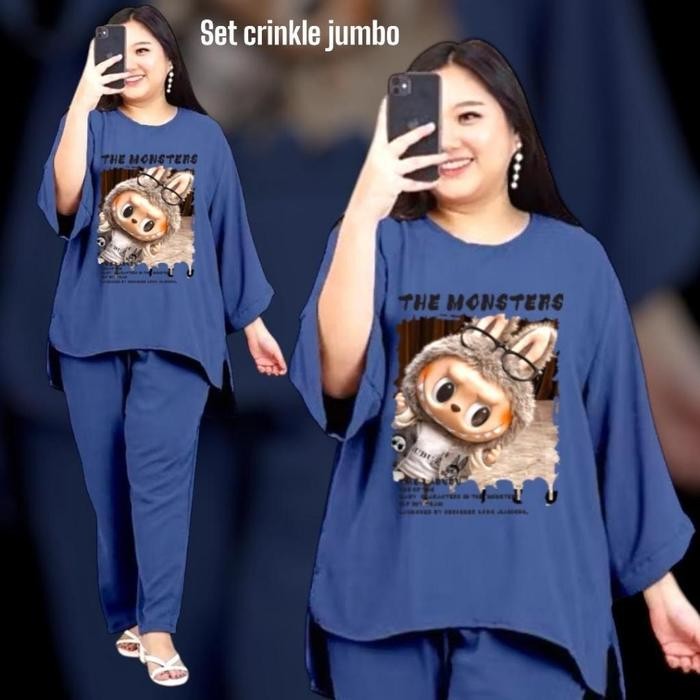 set crinkle jumbo ld 120-140cm/setelan one set jumbo /fashion tiktok