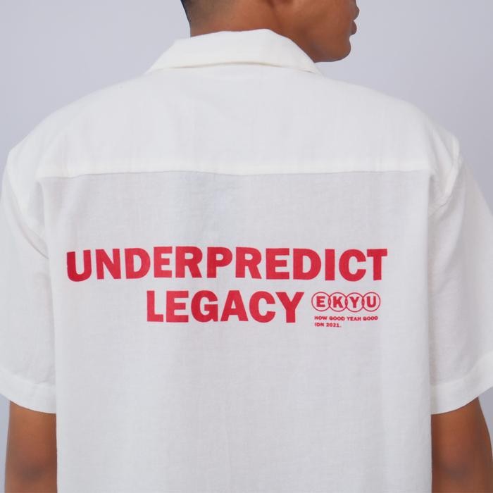 "Underpredict Legacy" Kemeja Pendek Oversize Broken White Promo 