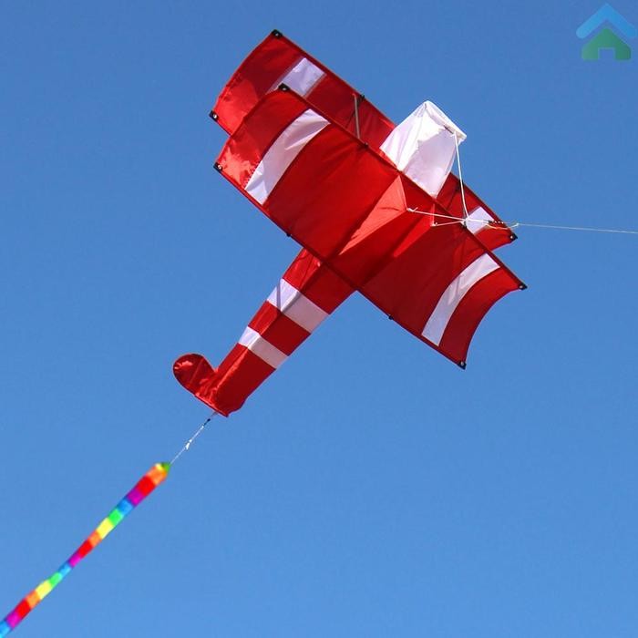 Layangan 3D Layangan Pesawat Layang Layang Besar Bi-Plane Kite Giant