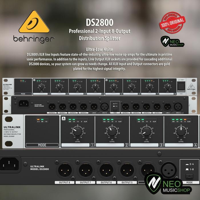 Behringer DS2800 Distribution Splitter fessional 2-Input 8-Output