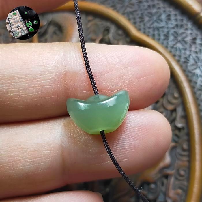 Spacer / Liontin Giok Hetian Yuan Bao / Tael Emas + sertifikat best seller